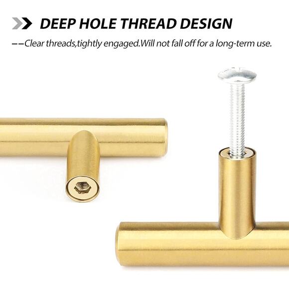 Gold Cabinet Drawer Pulls Kitchen Hardware LS201GD76 Brushed Brass 2 Pk - Picture 3 of 4